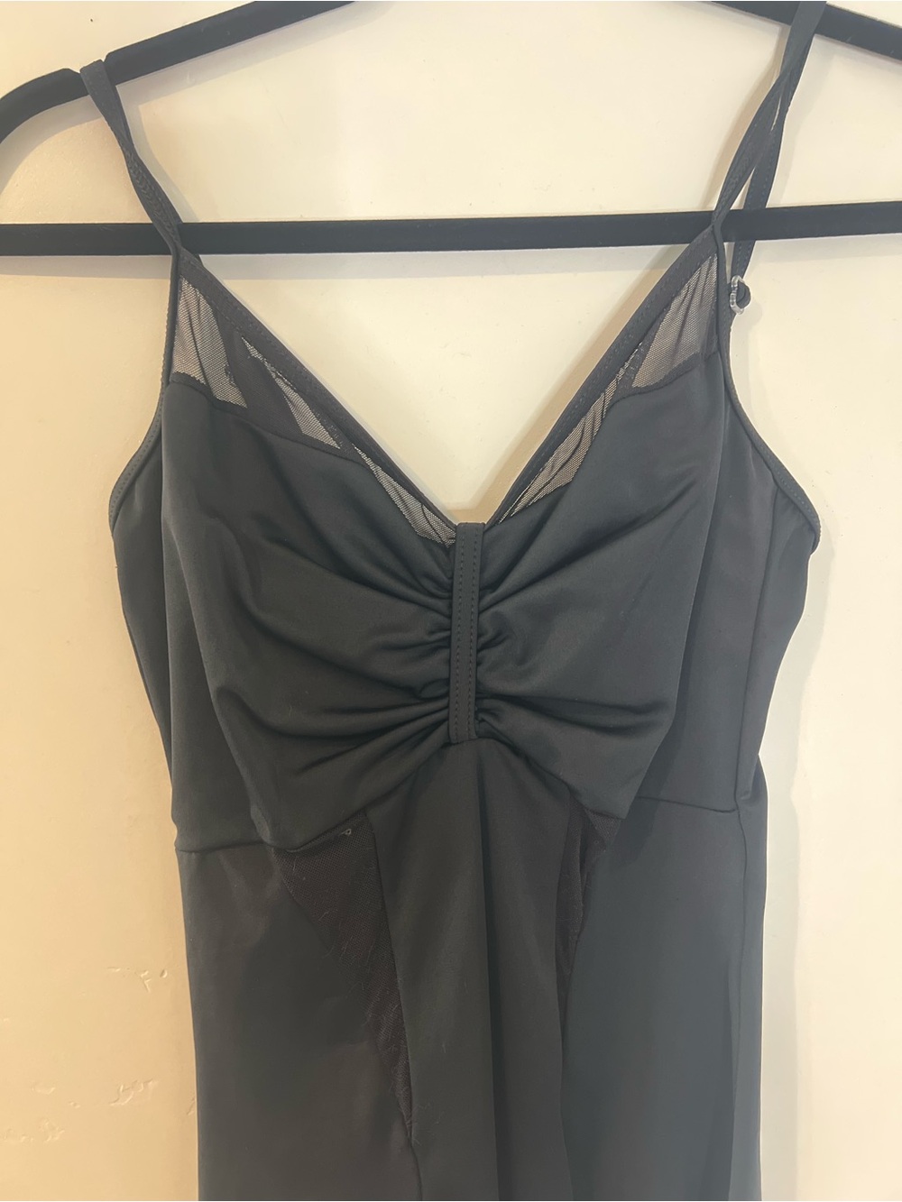 balera Black Mesh-Trim Ruched Bodysuit